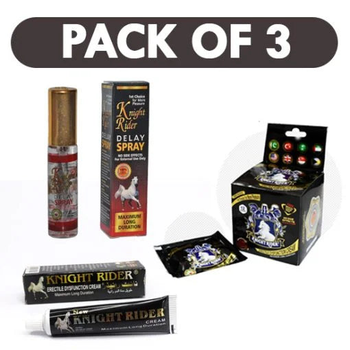 Combo Deal Super Knight Rider Pack of 1 Cream,1 Spray & 12 Condom